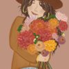 Girl holding flowers