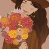 girl holding dahlias