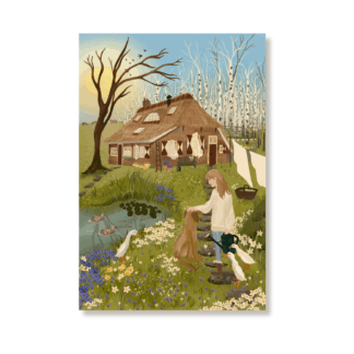 Working in the Spring Garden - Large Postcard